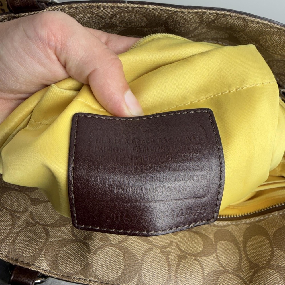Coach Signature Stripe Diaper Bag Tote Brown Canvas Large Changing Pad - Picture 11 of 13